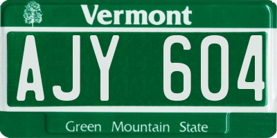 VT license plate AJY604