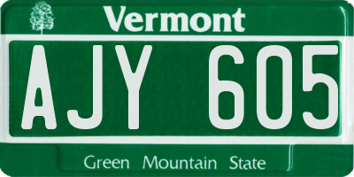 VT license plate AJY605
