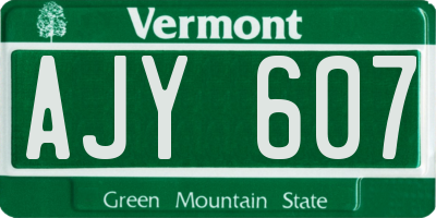 VT license plate AJY607