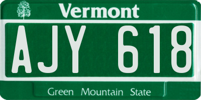 VT license plate AJY618