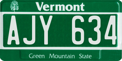VT license plate AJY634