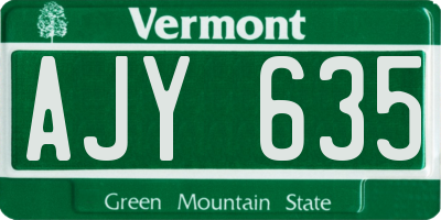 VT license plate AJY635