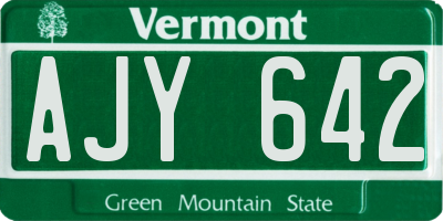 VT license plate AJY642