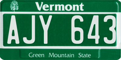 VT license plate AJY643