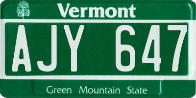 VT license plate AJY647