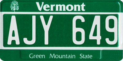 VT license plate AJY649