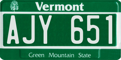VT license plate AJY651