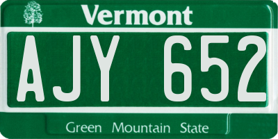 VT license plate AJY652