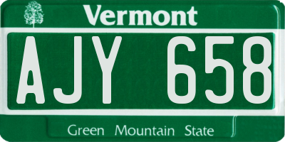 VT license plate AJY658