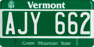 VT license plate AJY662
