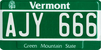VT license plate AJY666