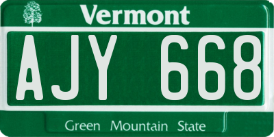 VT license plate AJY668