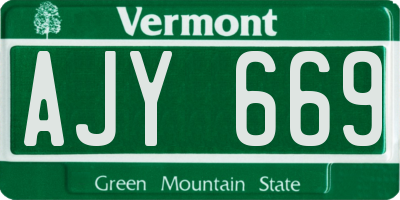 VT license plate AJY669