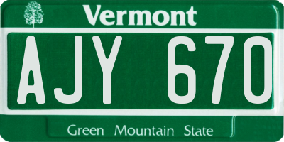 VT license plate AJY670