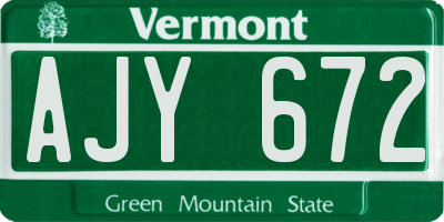 VT license plate AJY672
