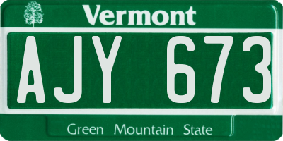 VT license plate AJY673