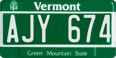 VT license plate AJY674