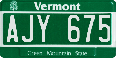 VT license plate AJY675