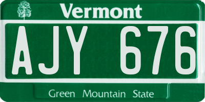 VT license plate AJY676