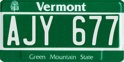 VT license plate AJY677