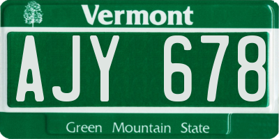 VT license plate AJY678