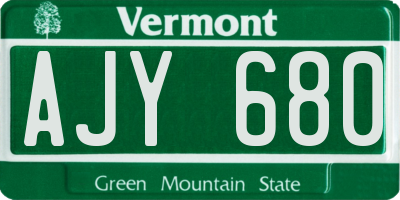 VT license plate AJY680