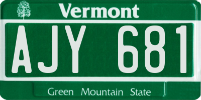 VT license plate AJY681