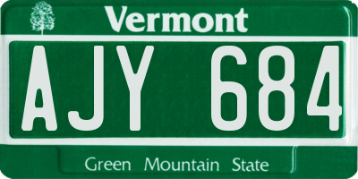 VT license plate AJY684