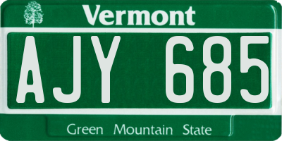 VT license plate AJY685