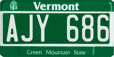 VT license plate AJY686