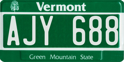 VT license plate AJY688