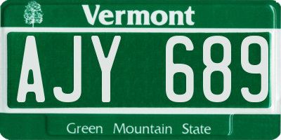 VT license plate AJY689