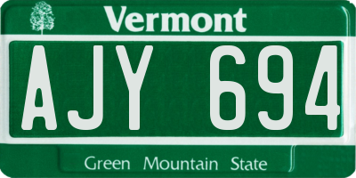 VT license plate AJY694
