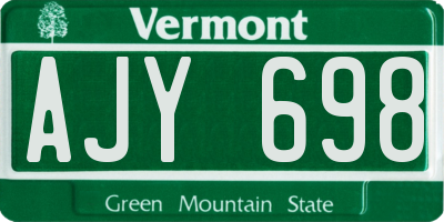 VT license plate AJY698
