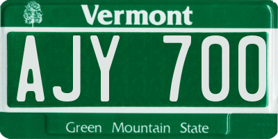 VT license plate AJY700
