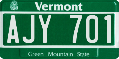 VT license plate AJY701