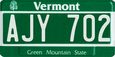 VT license plate AJY702