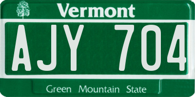 VT license plate AJY704