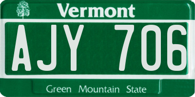 VT license plate AJY706