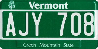 VT license plate AJY708