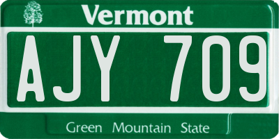 VT license plate AJY709