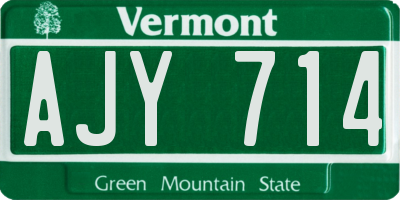 VT license plate AJY714