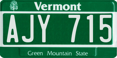 VT license plate AJY715