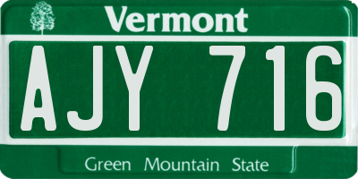 VT license plate AJY716