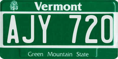 VT license plate AJY720
