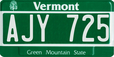 VT license plate AJY725