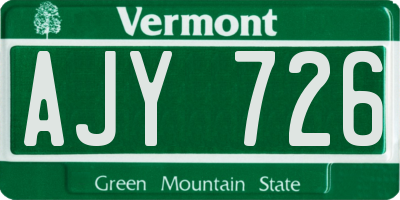 VT license plate AJY726