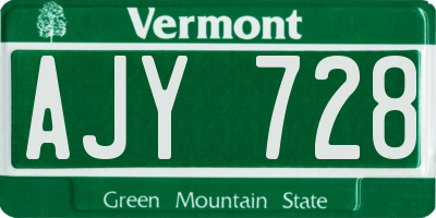 VT license plate AJY728