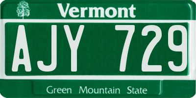 VT license plate AJY729