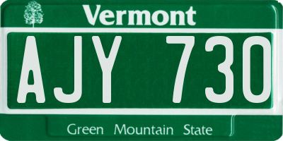 VT license plate AJY730